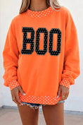 Load image into Gallery viewer, Orange Polka Dot BOO Contrast Trim Baggy Graphic Sweatshirt