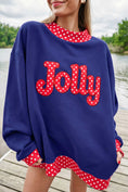 Load image into Gallery viewer, Seasonal Polka Dot Letter Print Contrast Trim Mock Neck Sweatshirt
