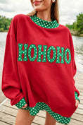 Load image into Gallery viewer, Seasonal Polka Dot Letter Print Contrast Trim Mock Neck Sweatshirt
