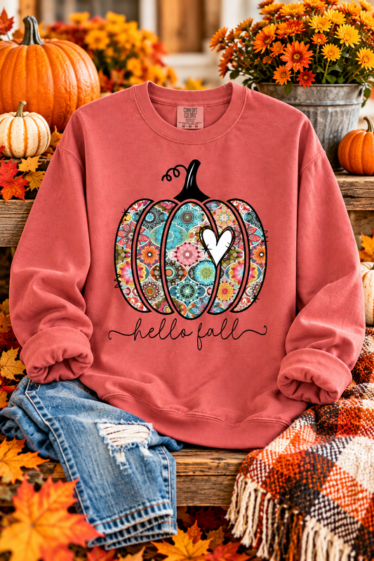 Comfort Colors® Boho Pumpkin Garment-Dyed Crewneck Sweatshirt
