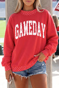 Load image into Gallery viewer, Red Polka Dot Game Day Graphic Pullover Mock Neck Sweatshirt
