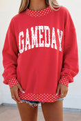 Load image into Gallery viewer, Red Polka Dot Game Day Graphic Pullover Mock Neck Sweatshirt
